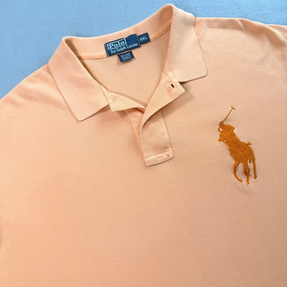 Polo Ralph Lauren Men's Orange Big Pony Polo Shirt Sz XXL Short Sleeve
